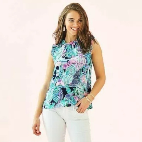 Lilly Pulitzer Talisa Top Lookin Sharp Multi Size XS NEW - Picture 3 of 12
